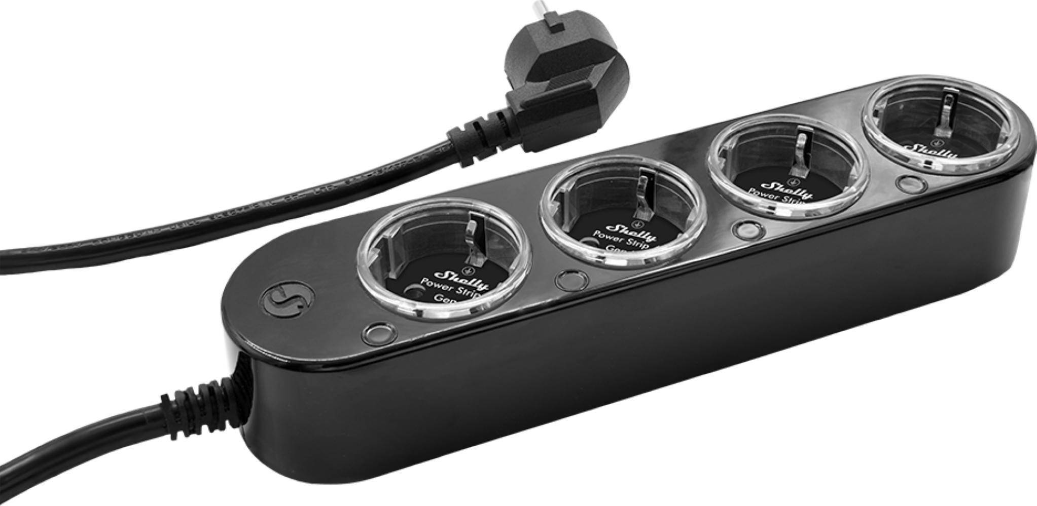 Shelly Power Strip 4 Gen4, Steckdosenleiste, 12A, Messfunktion, WLAN, Zigbee, Matter, BT, schwarz