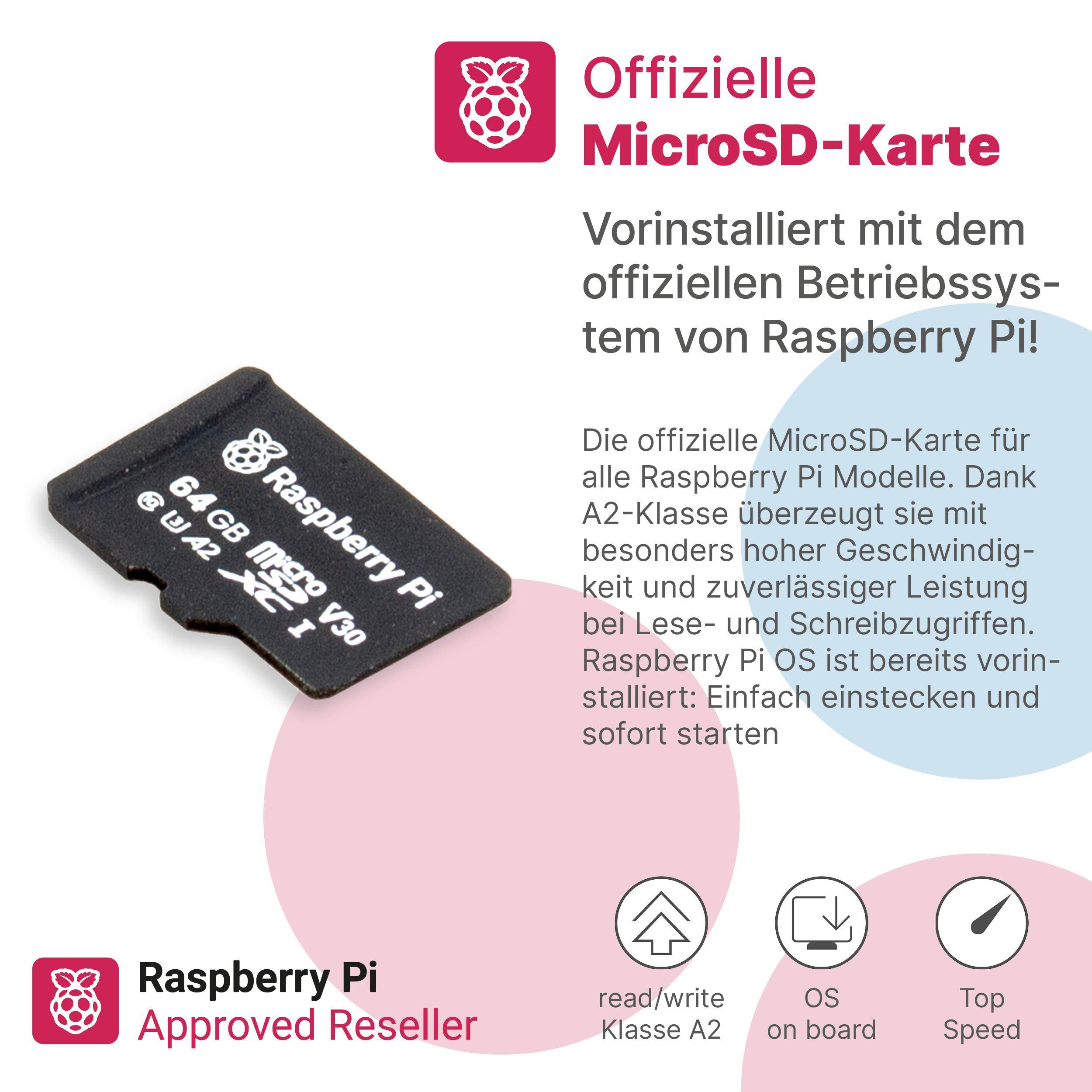 Raspberry Pi 5 Starterkit, 64GB microSDHC inkl. Pi OS, Gehäuse, Netzteil, HDMI-Kabel und Zubehör - RAM: 4GB - Farbe: weiß