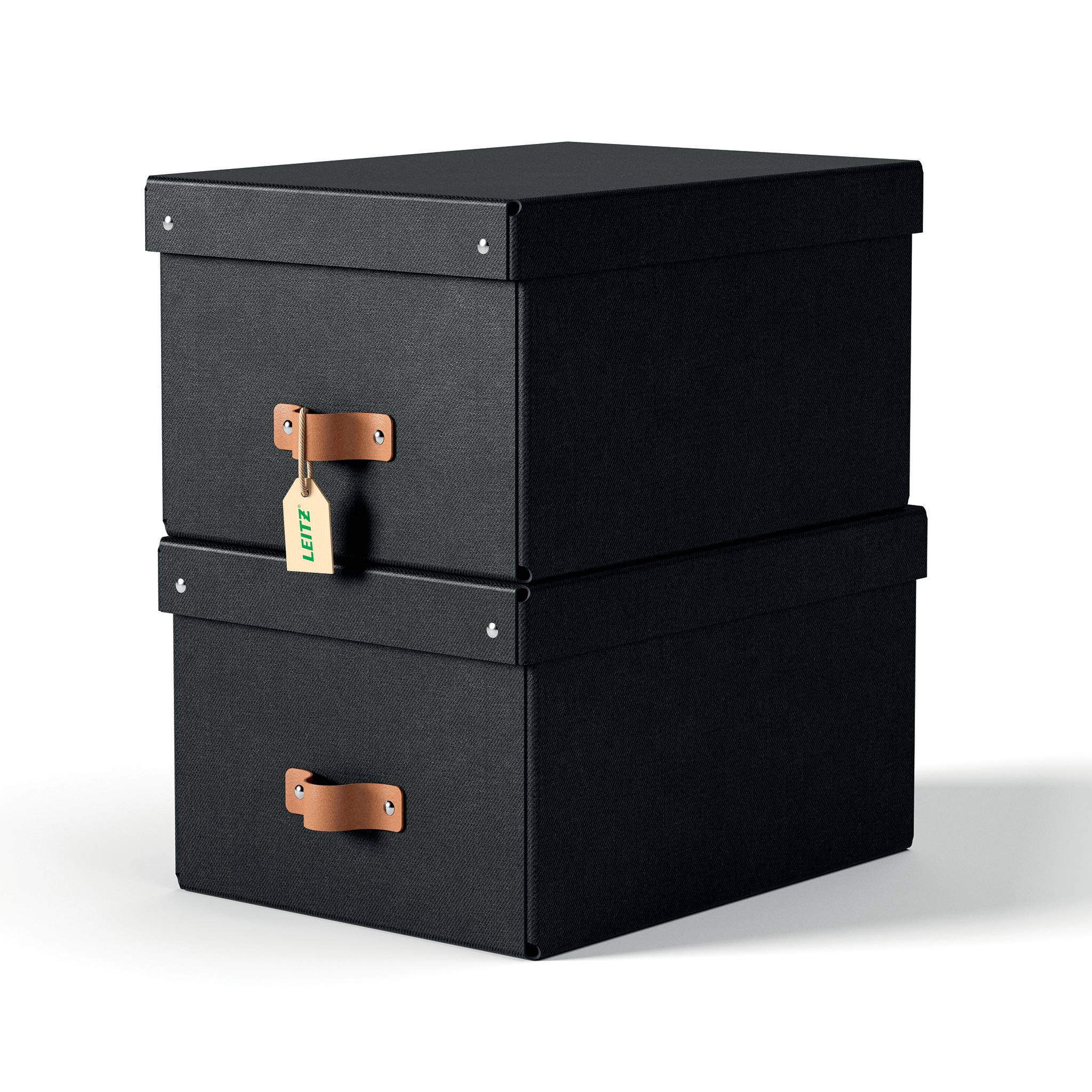 Esselte Leitz Arrchivbox Puro mittel mit Klappdeckel 2 Stueck Schwarz