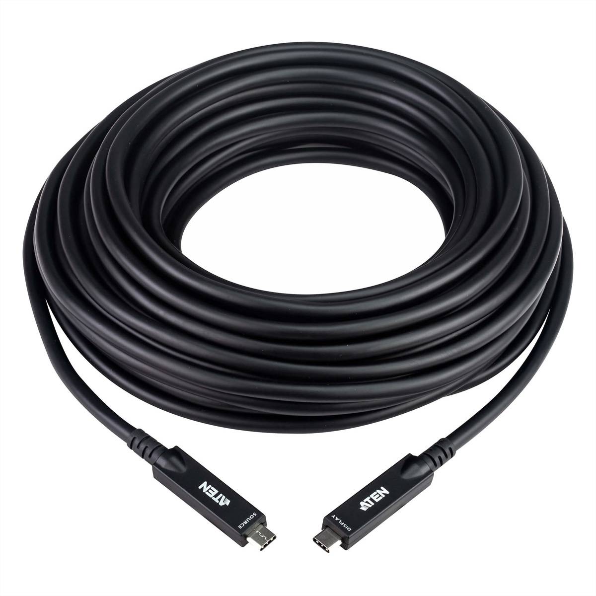 ATEN UE3415F aktives optisches Ultra HD-Kabel mit USB-C, schwarz, 15 m