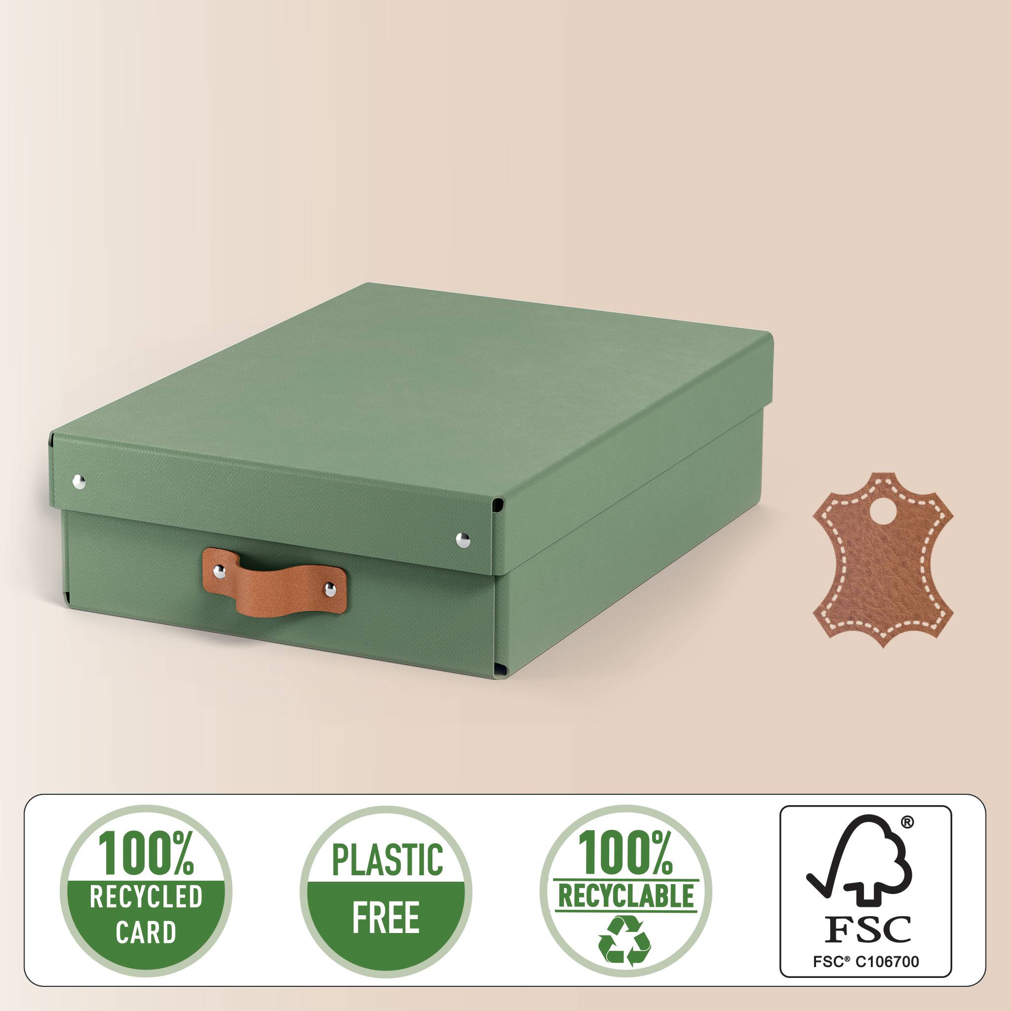 Esselte Leitz Puro Aufbewahrungsbox m.Deckel mittel&flach 8L grün 2er Pack