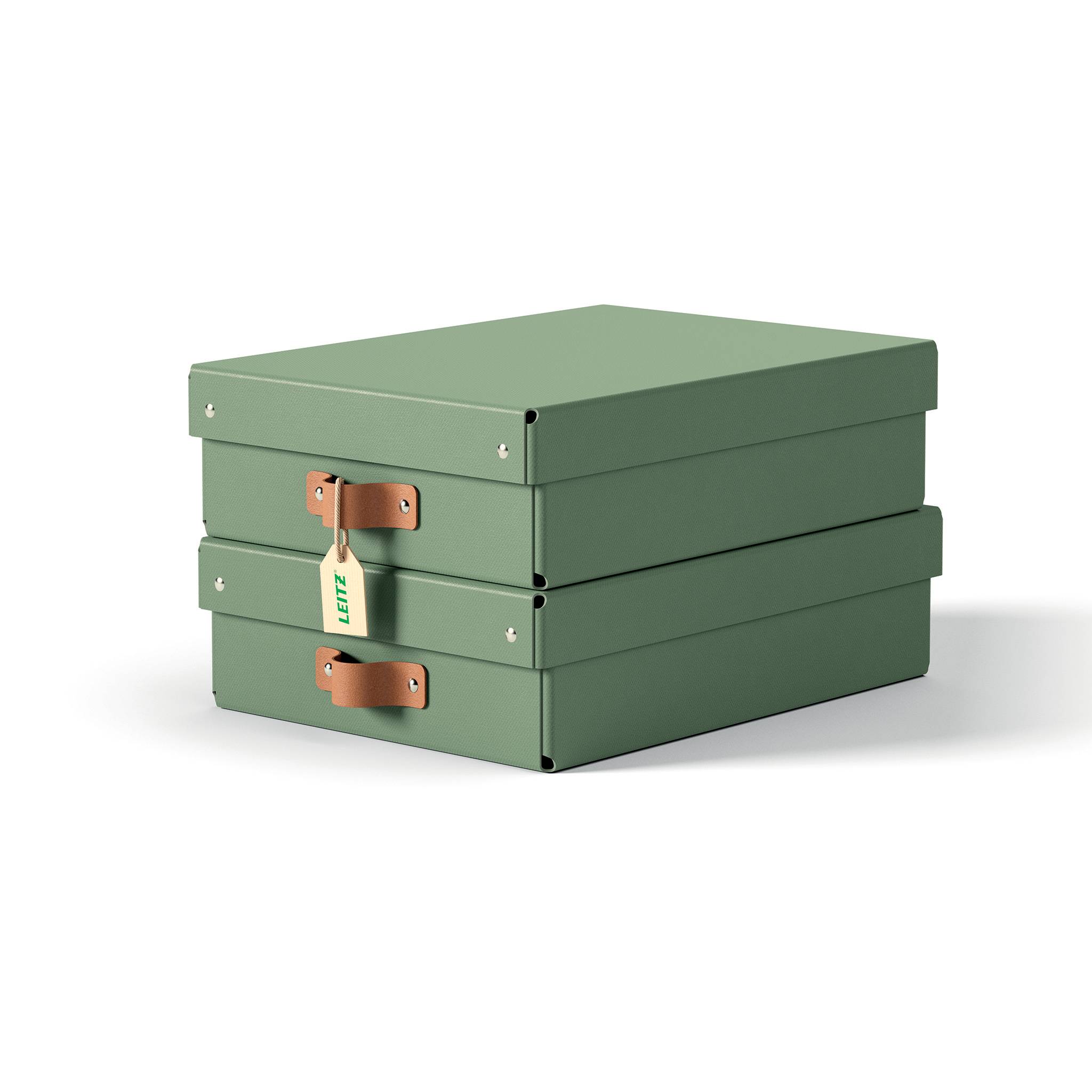 Esselte Leitz Puro Aufbewahrungsbox m.Deckel mittel&flach 8L grün 2er Pack