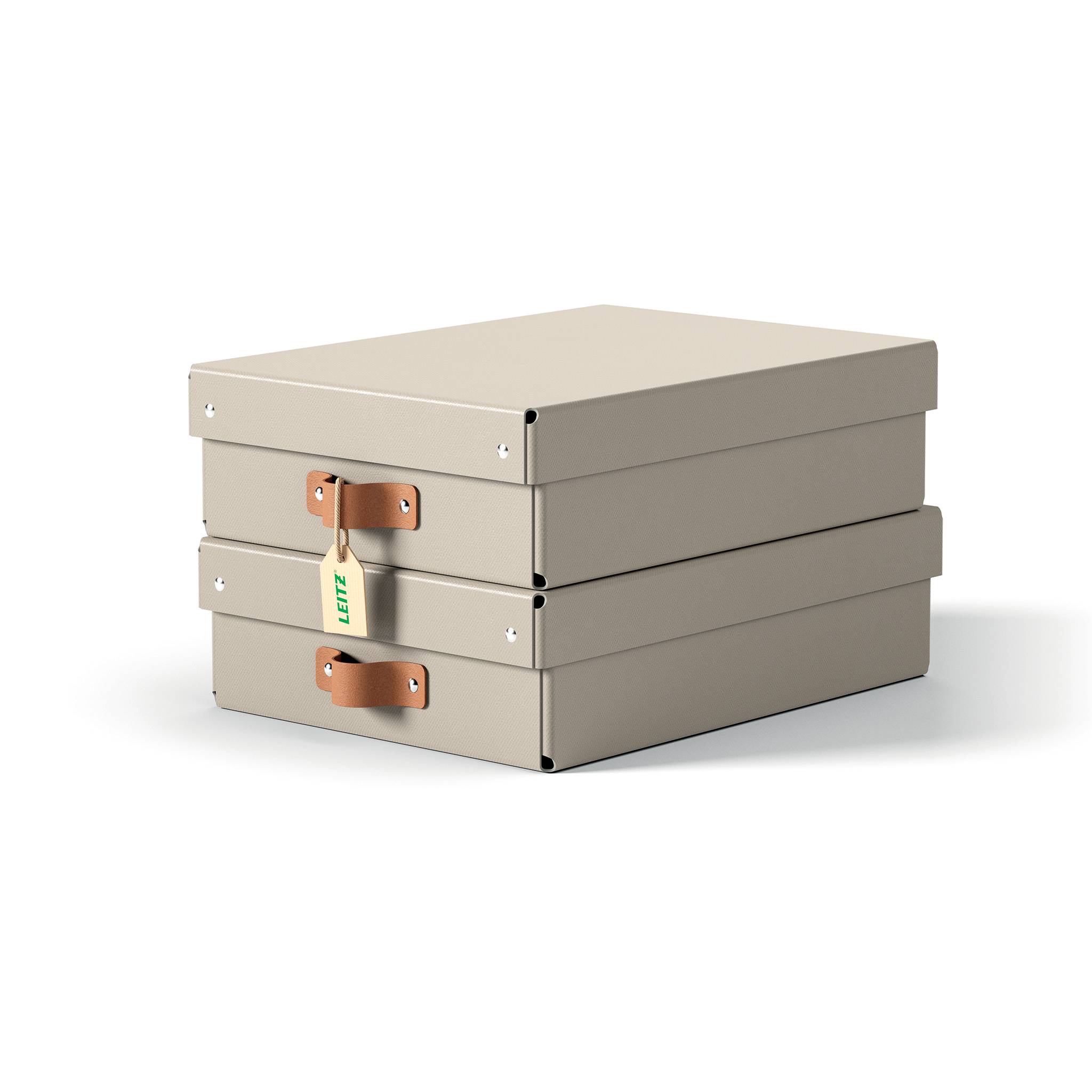 Esselte Leitz Arrchivbox Puro flach mit Klappdeckel 2 Stueck Sand