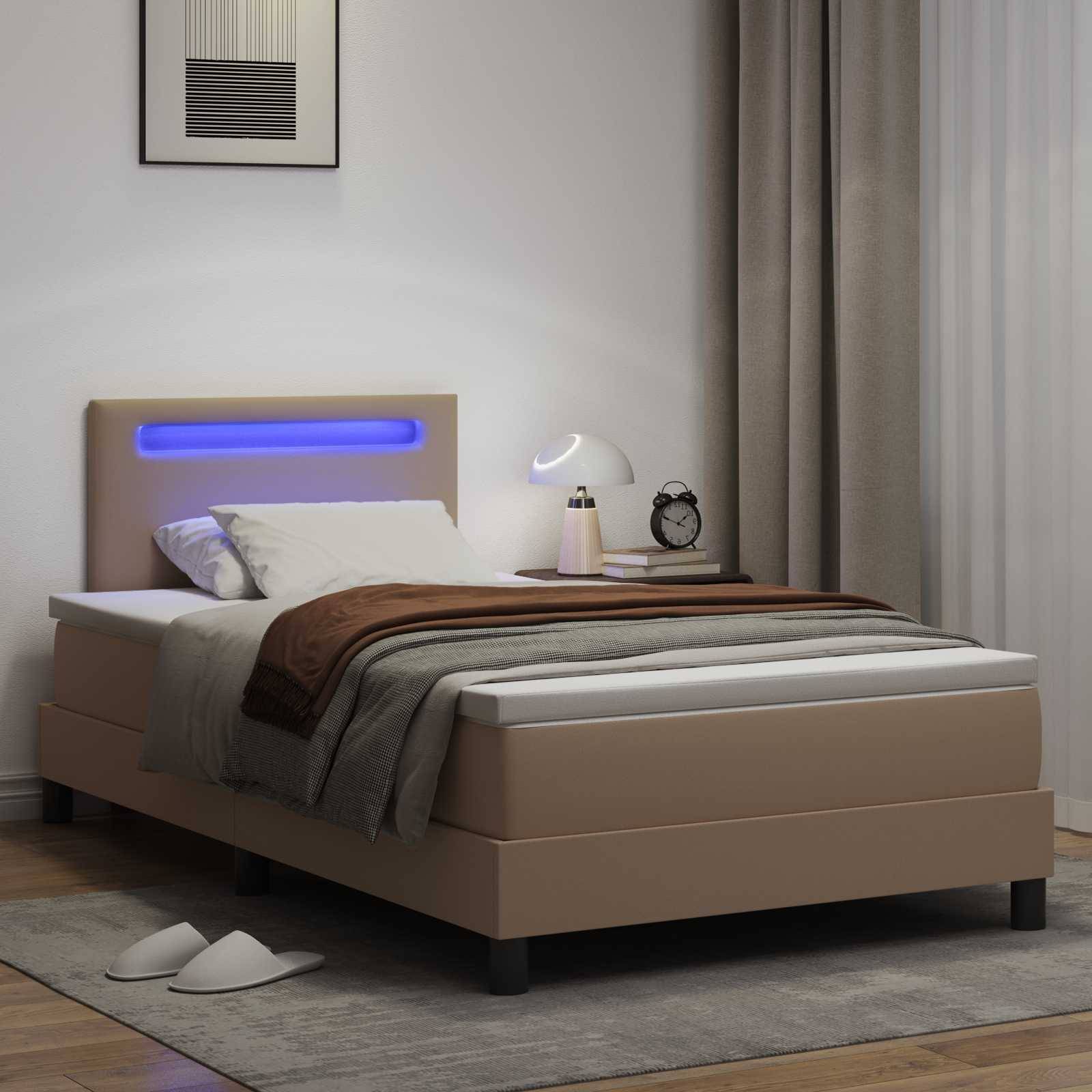 vidaXL Boxspringbett mit Matratze Cappuccino 120 x 190 cm Kunstleder