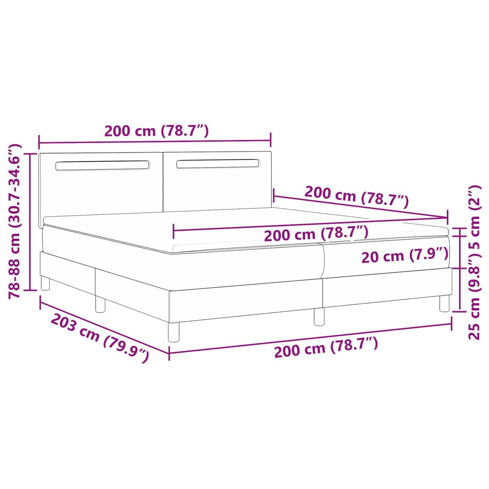 vidaXL Boxspringbett mit Matratze Cappuccino 200 x 200 cm Kunstleder