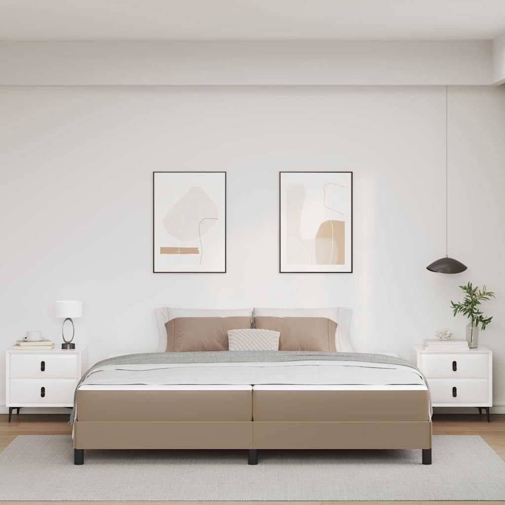 vidaXL Bettrahmen mit Matratze Cappuccino 200 x 200 cm Stoff