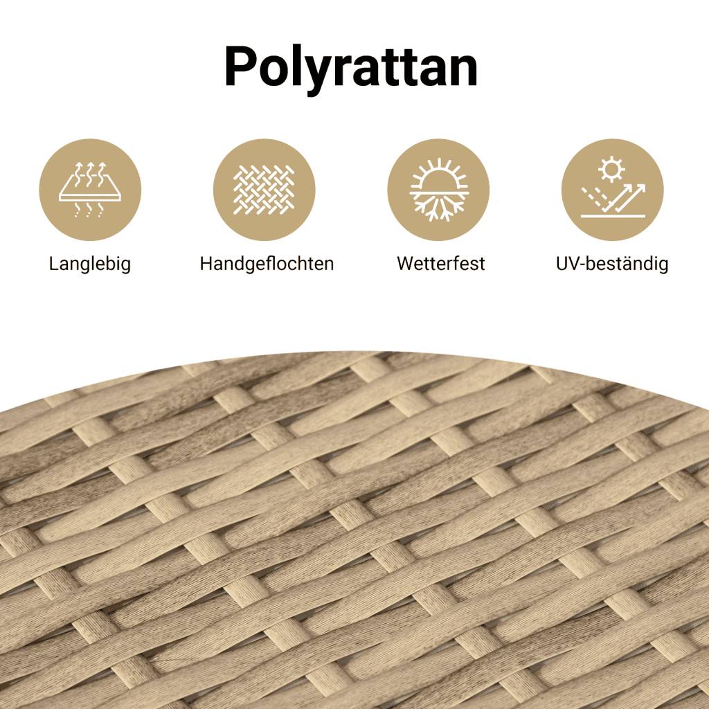 vidaXL 3-tlg. Bistro-Set mit Kissen Beigemischung Poly Rattan