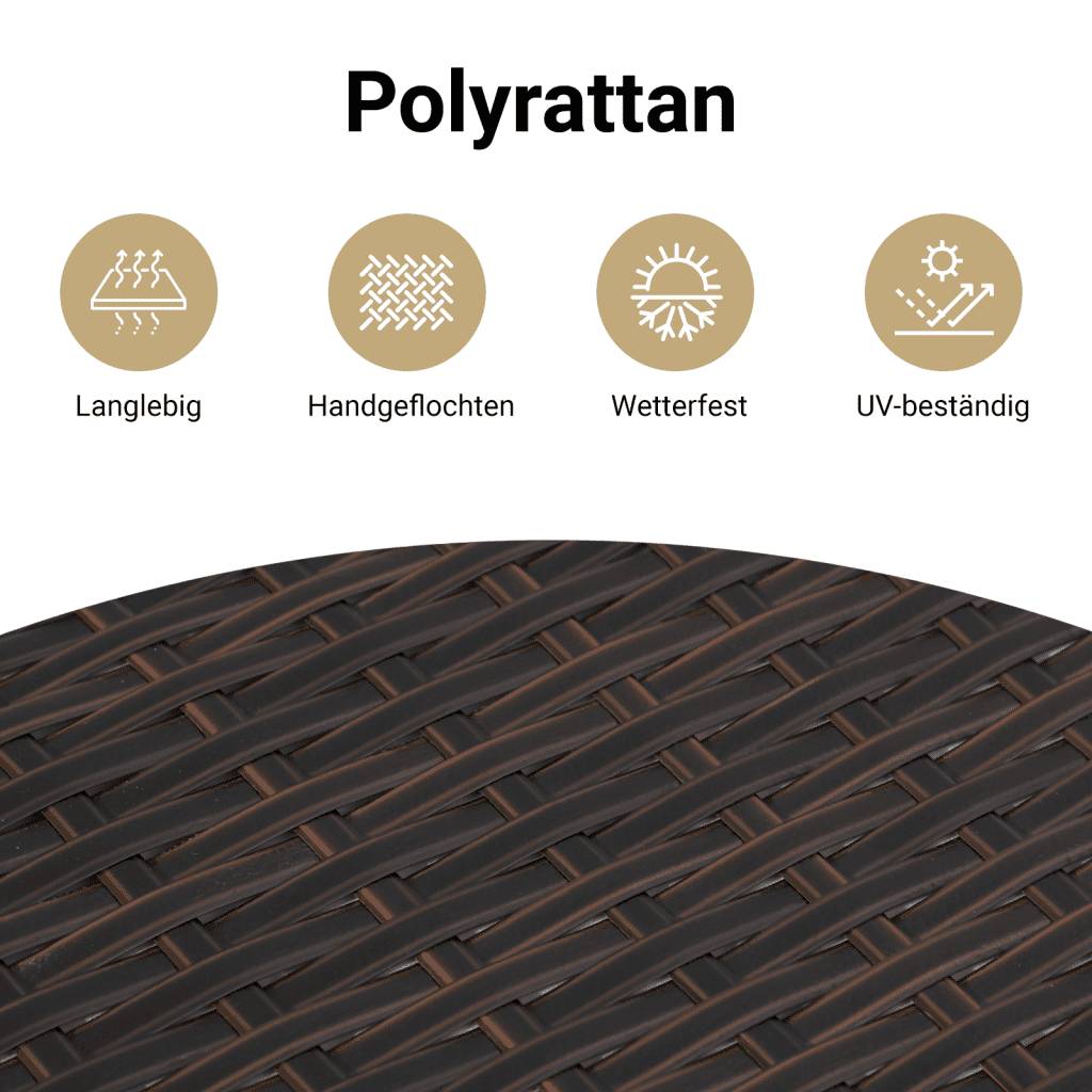 vidaXL Gartenbank Verstellbar mit Kissen Braun Poly Rattan