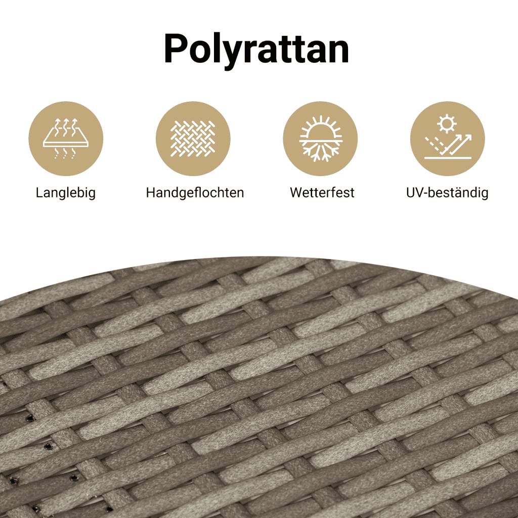 vidaXL Sonnenliege mit Dach und Kissen Grau Poly Rattan