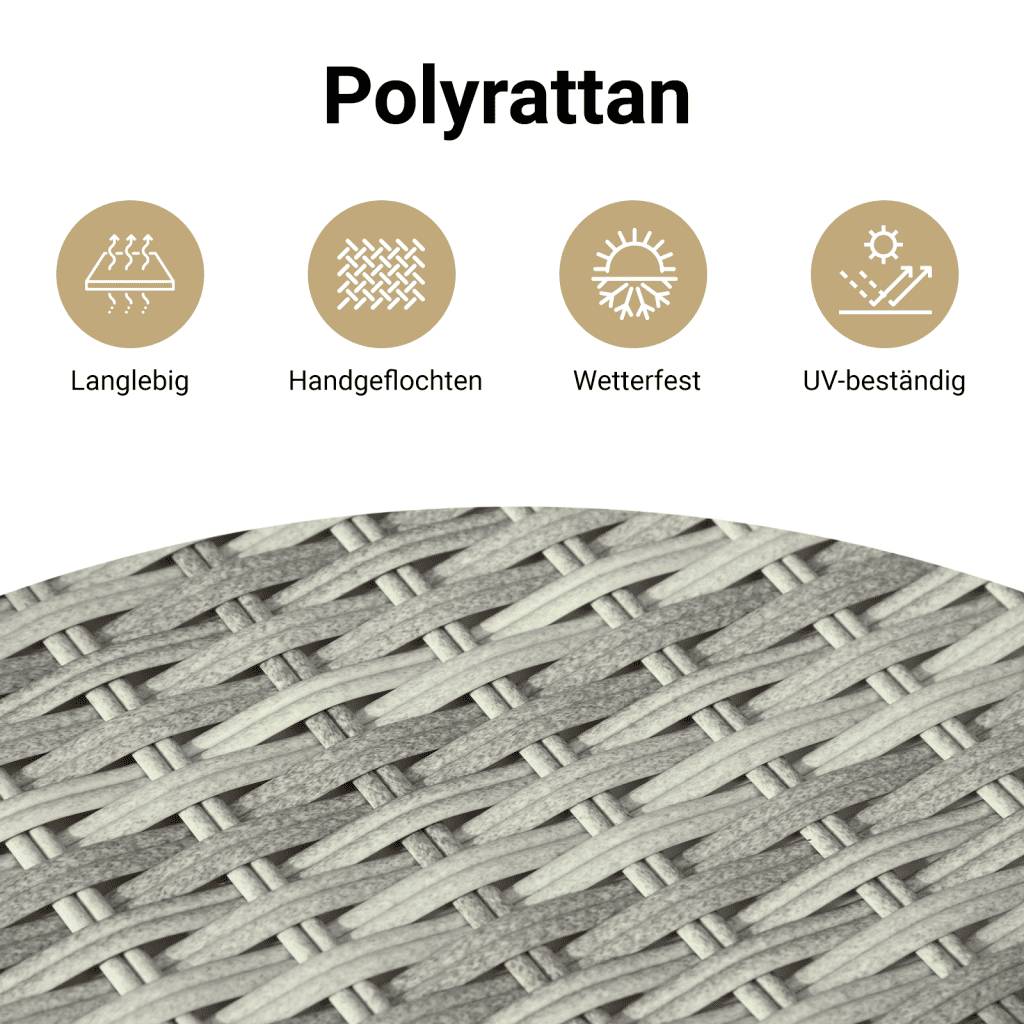 vidaXL 5-tlg. Garten-Essgruppe mit Kissen Hellgrau Poly Rattan