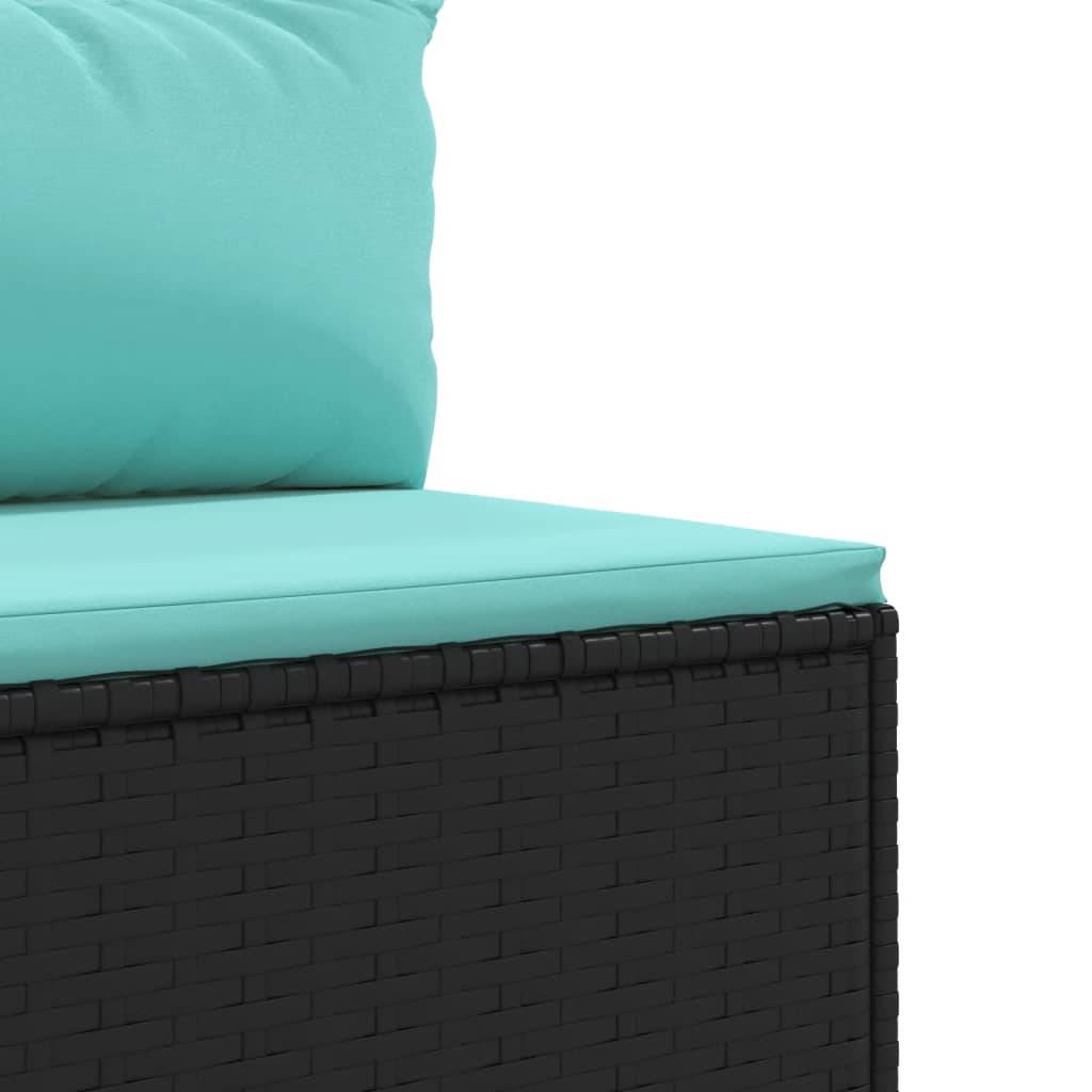 vidaXL 10-tlg. Garten-Lounge-Set mit Kissen Schwarz Poly Rattan