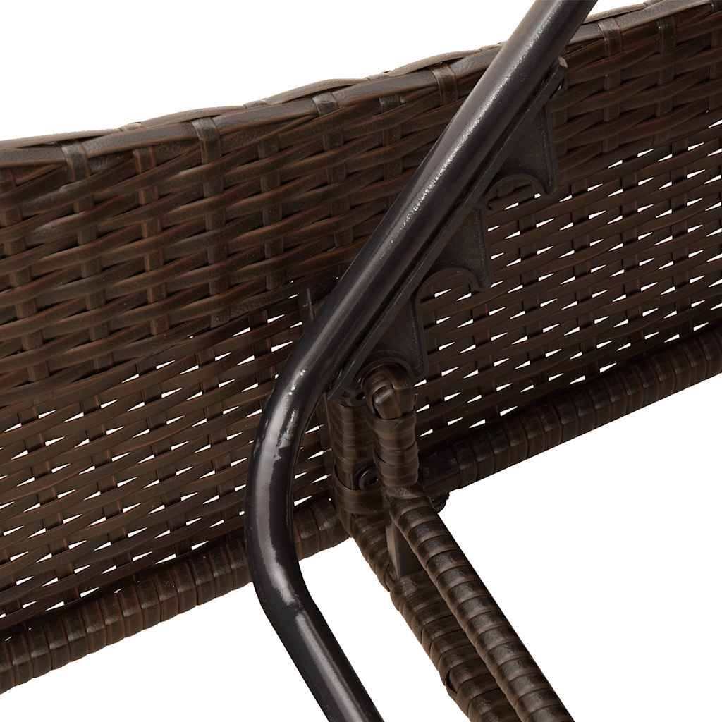 vidaXL Sonnenliege mit Kissen Braun 114x205x73 cm Poly Rattan