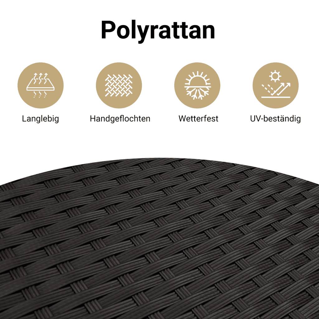 vidaXL 10-tlg. Garten-Sofagarnitur mit Kissen Schwarz Poly Rattan