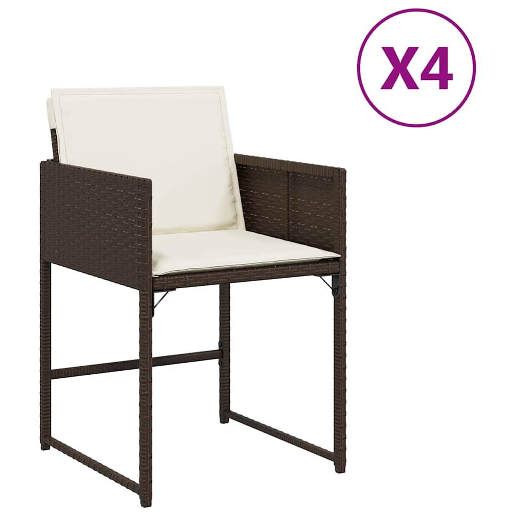 vidaXL Gartenstühle mit Kissen 4 Stk. Braun Poly Rattan