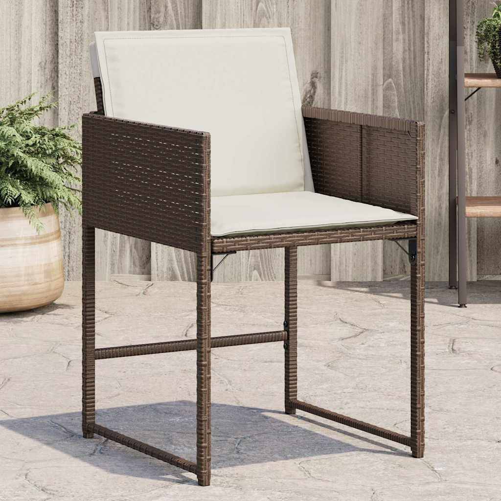 vidaXL Gartenstühle mit Kissen 4 Stk. Braun Poly Rattan