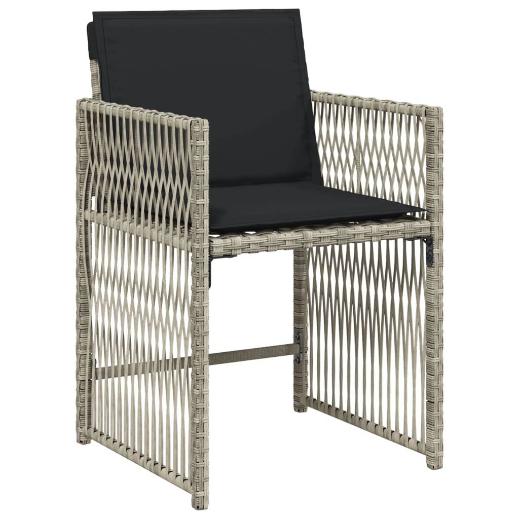 vidaXL 17-tlg. Garten-Essgruppe mit Kissen Hellgrau Poly Rattan
