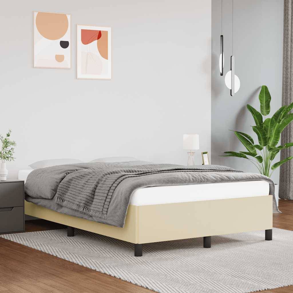 vidaXL Bettgestell ohne Matratze Creme 120x190 cm Kunstleder