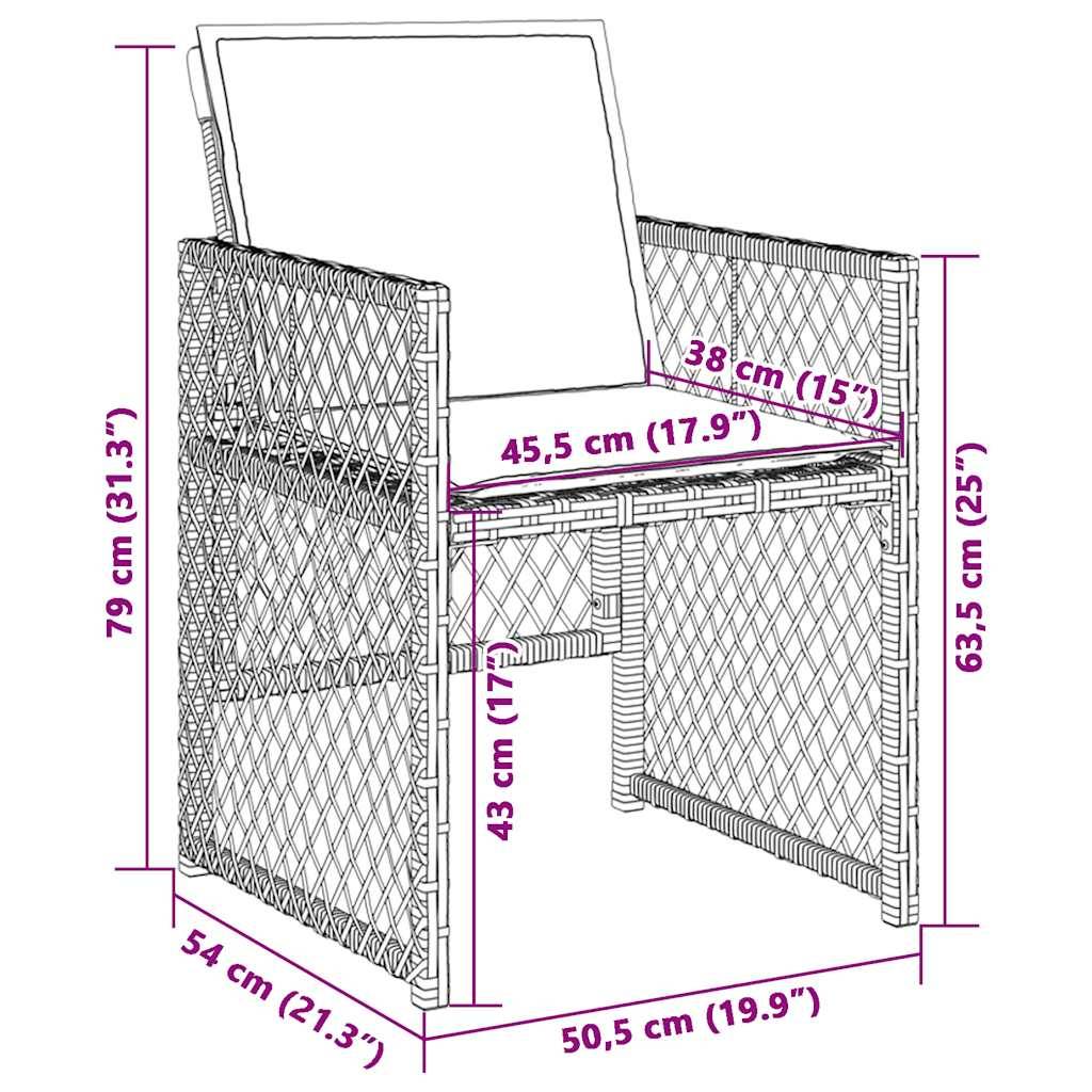 vidaXL Gartenstühle mit Kissen 4 Stk. Grau Poly Rattan
