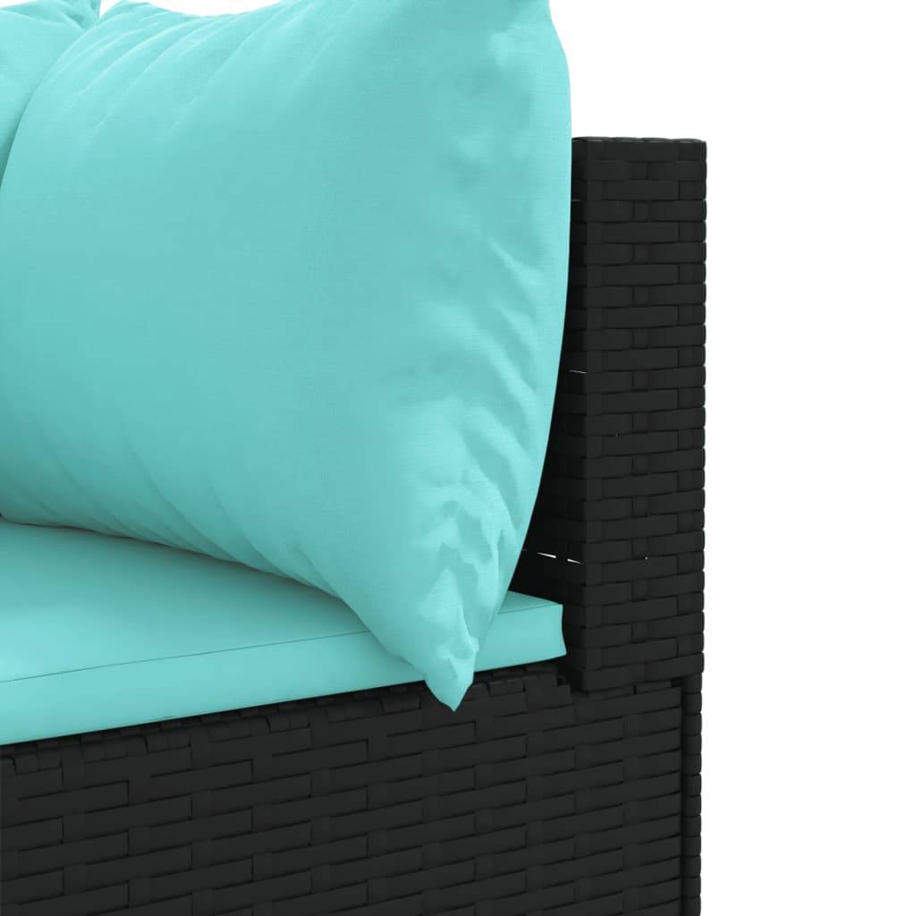 vidaXL 10-tlg. Garten-Sofagarnitur mit Kissen Schwarz Poly Rattan