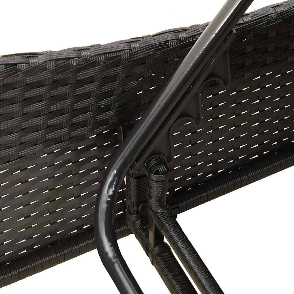 vidaXL Sonnenliege mit Kissen Schwarz 114x205x73 cm Poly Rattan