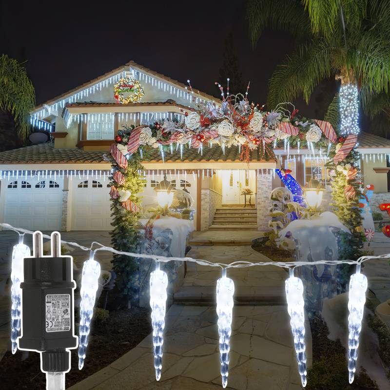 LED Eiszapfen Lichterkette 8 Lichtmodi 40 LED 5M Kaltweiß Weihnachten Deko