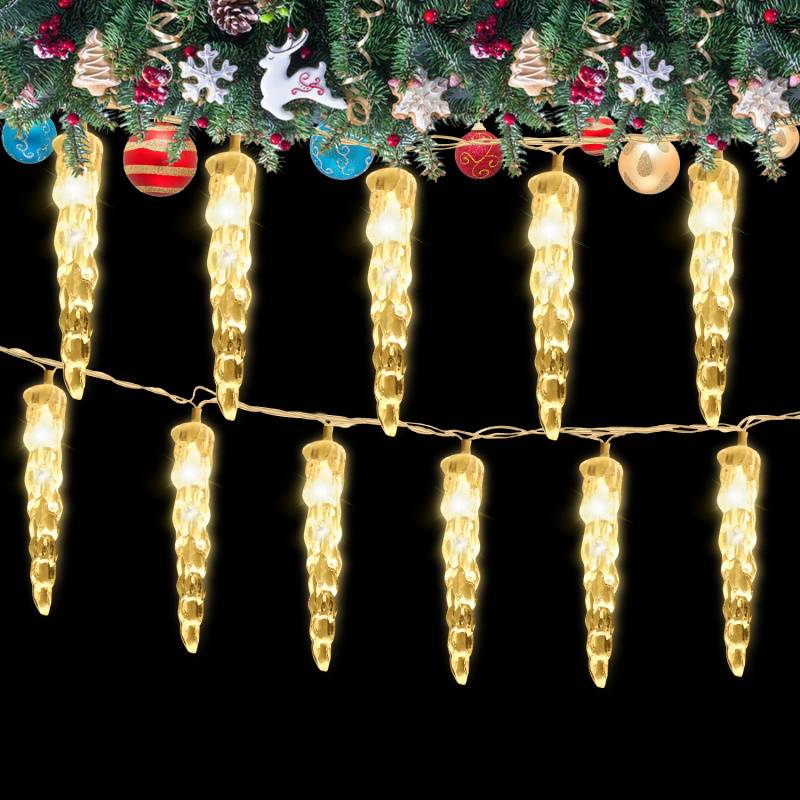 LED-Lichterkette mit 40 Eiszapfen, 5M LED Lichtervorhang Fenster Party Deko Warmweiß