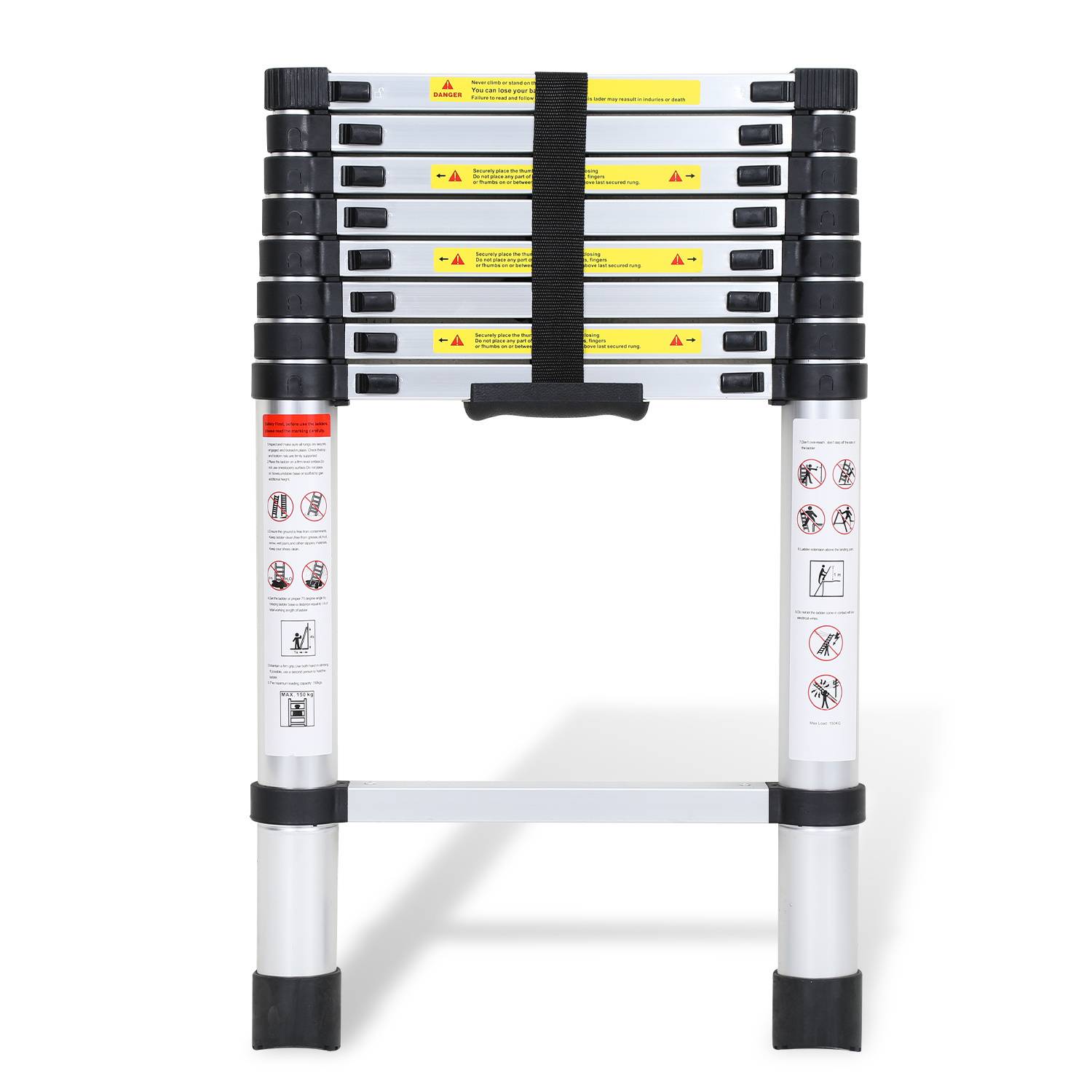 Premium Alu Teleskopleiter Ausziehleiter Klappleiter Höhe 2,6M Antirutsch Mehrzweckleiter