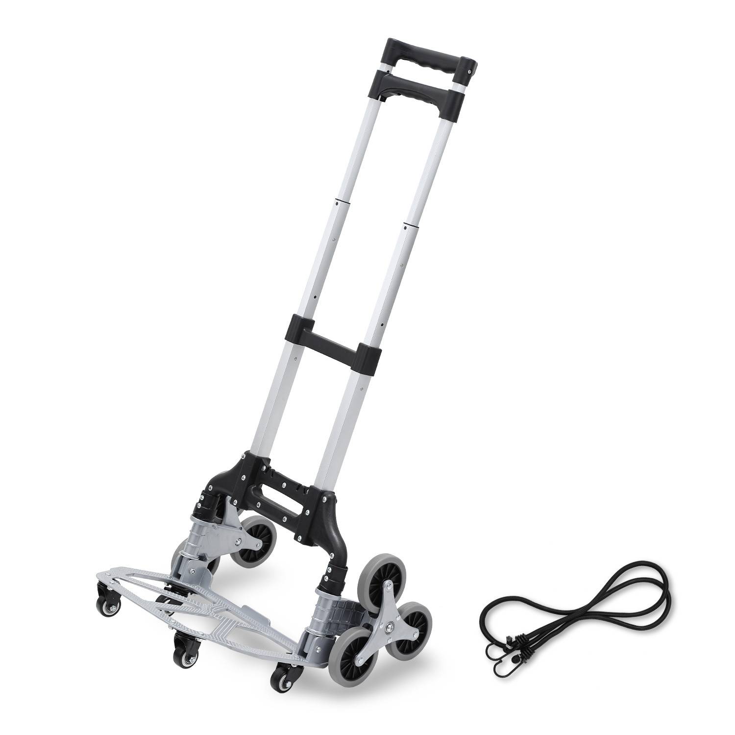 Treppensackkarre mit 3+3 Radsystem, höhenverstellbar, Aluminium Leichtgewicht, 70 kg Tragkraft