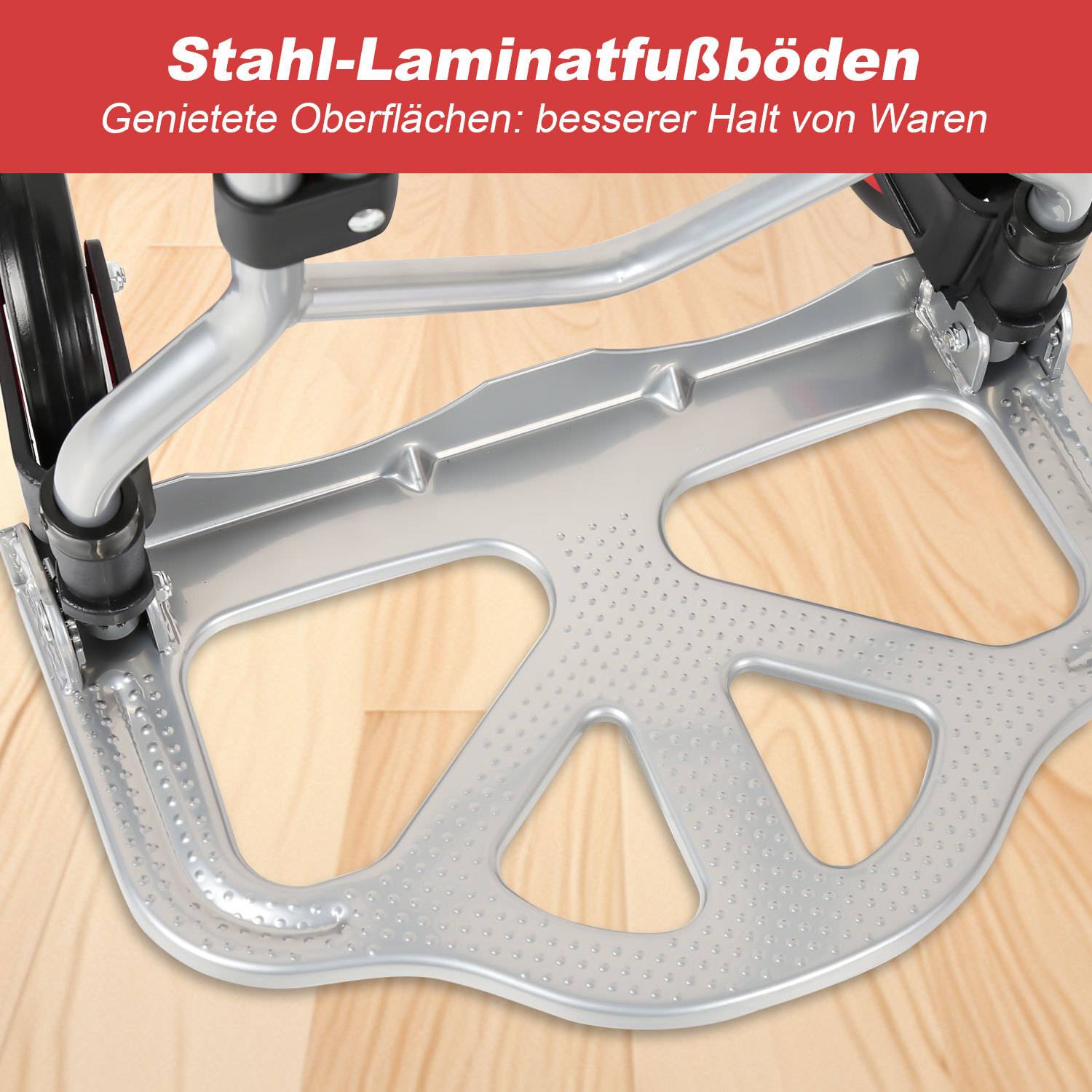 Stahl Klappkarre (60kg) , Sackkarren mit Treppensteiger, Hartgummireifen, Stahlrahmen & höhenverst Griff