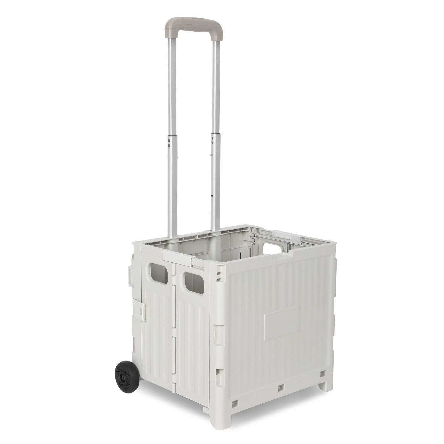 weiß Leichter Falt-Einkaufswagen, 40kg Tragkraft, dreistufig höhenverstellbar, abnehmbare & leise Räder, Bremse