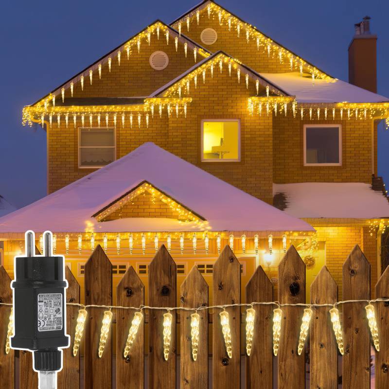 LED Eiszapfen Lichterkette 8 Lichtmodi 40 LED 5M Warmweiß Weihnachten Deko