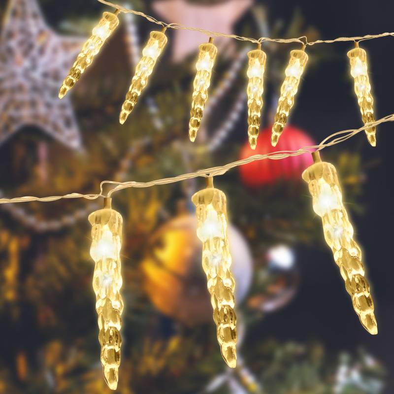 LED-Lichterkette mit 40 Eiszapfen, 5M LED Lichtervorhang Fenster Party Deko Warmweiß