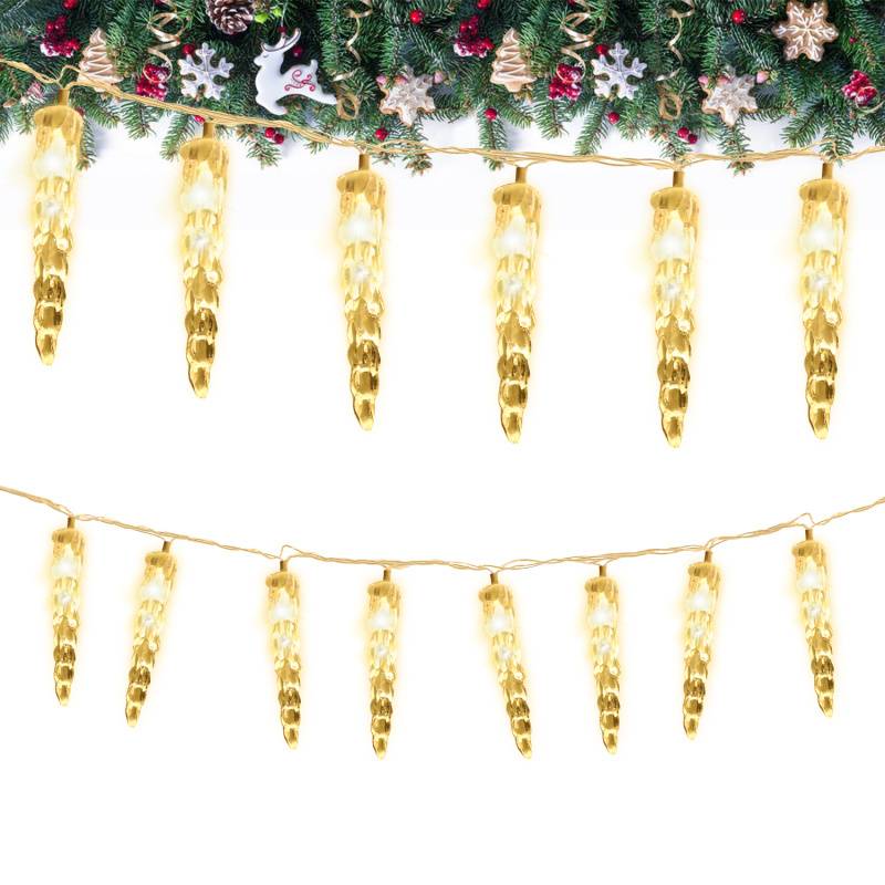5M 40 LED Eiszapfen Lichtervorhang Warmweiß Lichterkette 8 Lichtmodi Weihnachten Deko