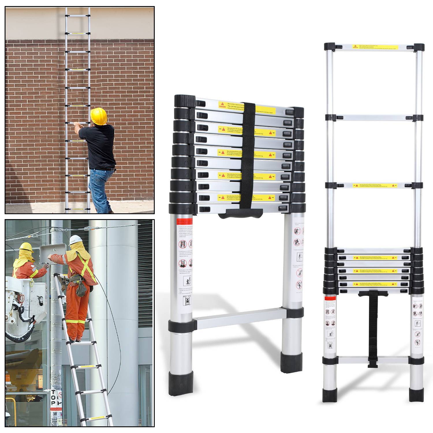 Premium Alu Teleskopleiter Ausziehleiter Klappleiter Höhe 3,2M Antirutsch Mehrzweckleiter