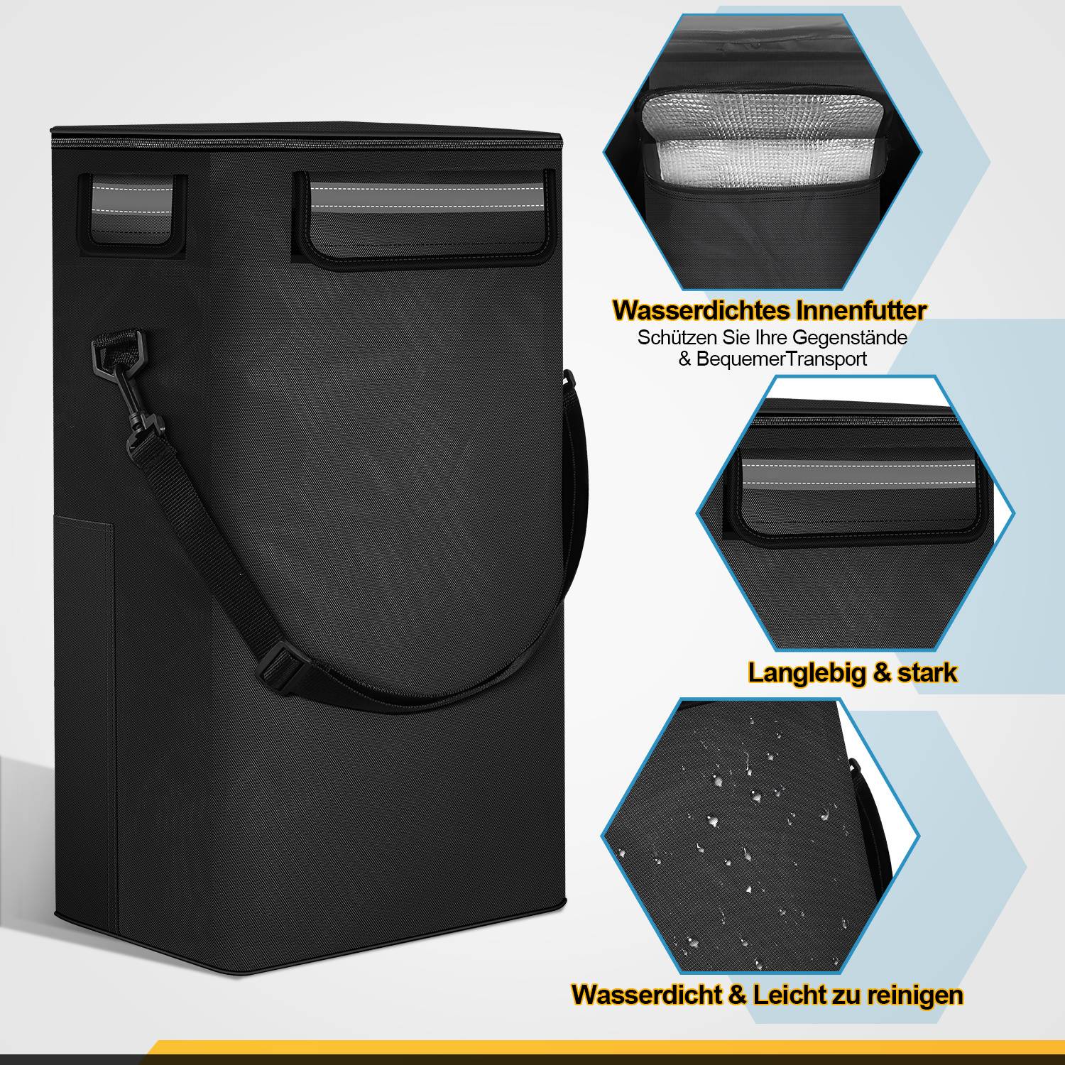 Einkaufstrolley Schwarz, leicht, zusammenklappbar, Rucksackfunktion, 42 x35 x 96 cm, 40 kg Tragkraft