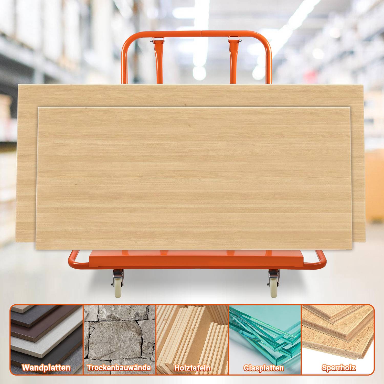 Plattenwagen Trolley Plattenroller Transportwagen Gipskartonplatten Plattenkarre