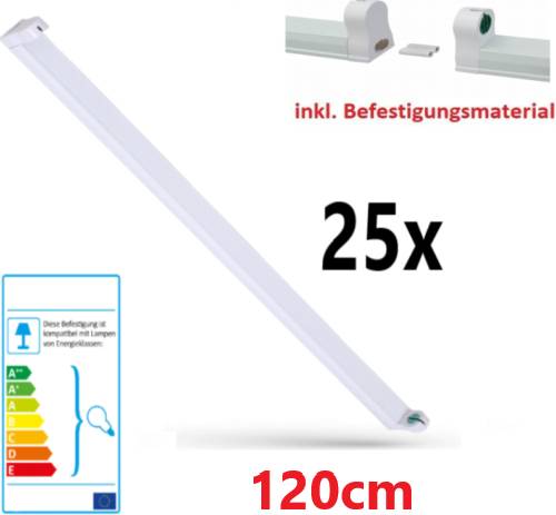 25er Pack Spectrum LED Fassung Halterung T8 Lichtleiste 120cm für LED Röhren G13 Kunststoff verbindbar