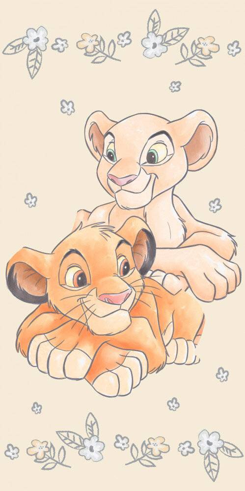 Disney Der König der Löwen Simba & Nala Badetuch, Strandtuch Gelb 70*140cm