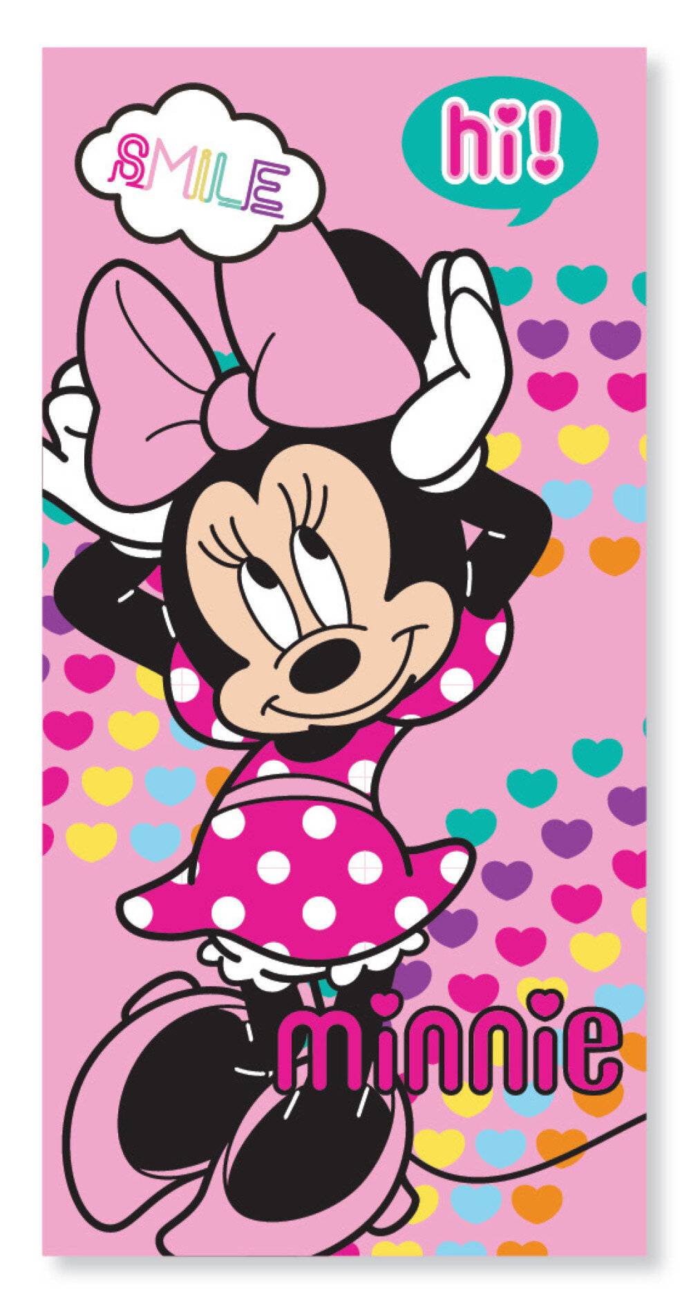 Disney Minnie Hearts Badetuch, Strandtuch 70x137 cm (Schnelltrocknend)
