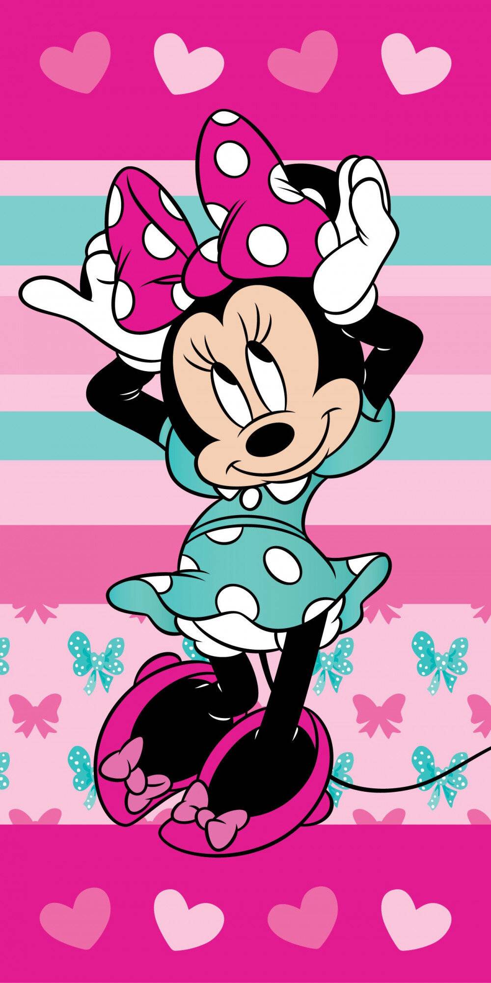 Disney Minnie Hearts Badetuch, Strandtuch 70x140cm