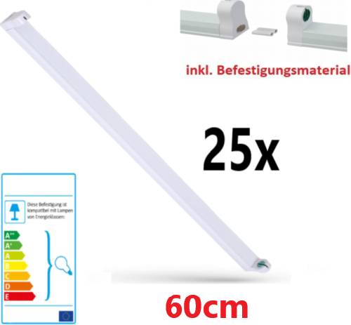 25er Pack Spectrum LED Fassung Halterung T8 Lichtleiste 60cm für LED Röhren G13 Kunststoff verbindbar