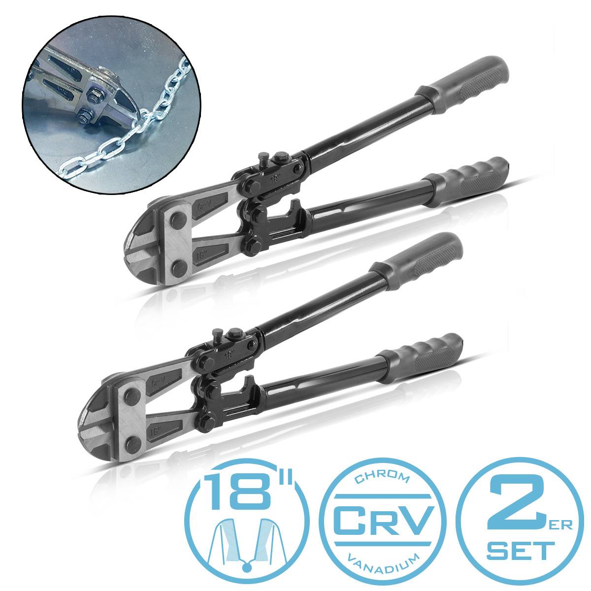 STAHLWERK Bolzenschneider 18 Zoll Chrom-Vanadium Profi-Bolzenschere 2er Set