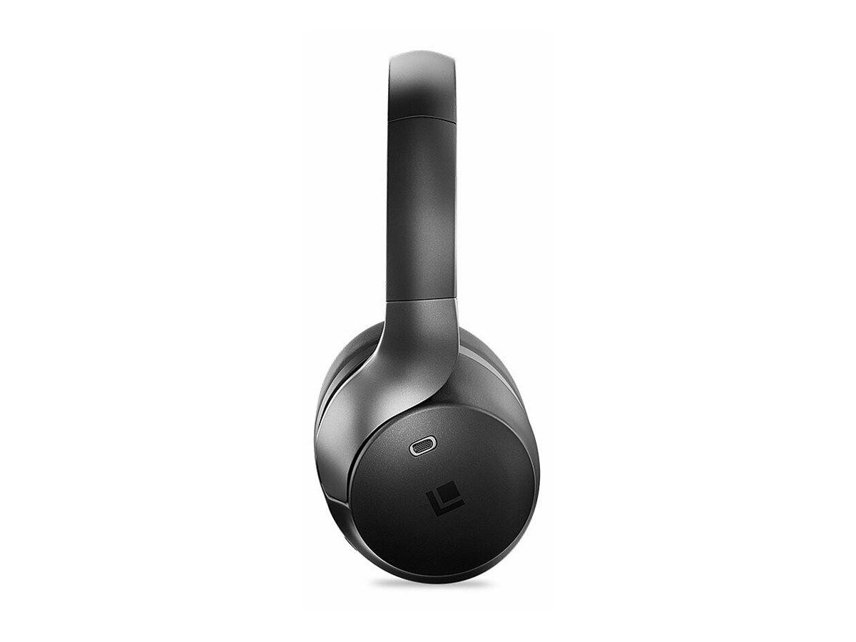 Schwarze Over-Ear-Kopfhörer mit einem schlanken, modernen Design.