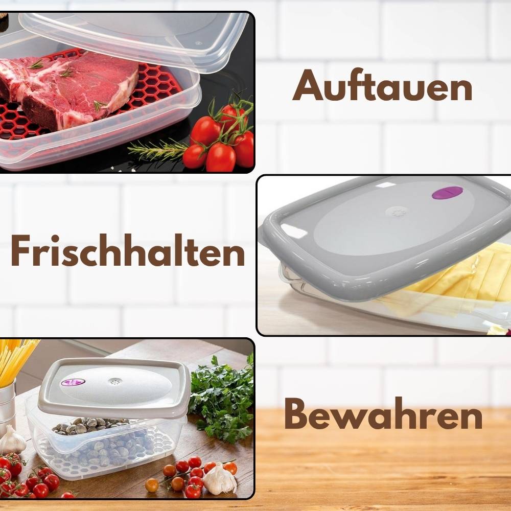 4er Set Frischhaltedosen mit Deckel Abtropfgitter Küche Dampfventil Aufbewahrungsdosen Kunststoff Vorratsdosen Luftdicht Gefrierdosen 5L