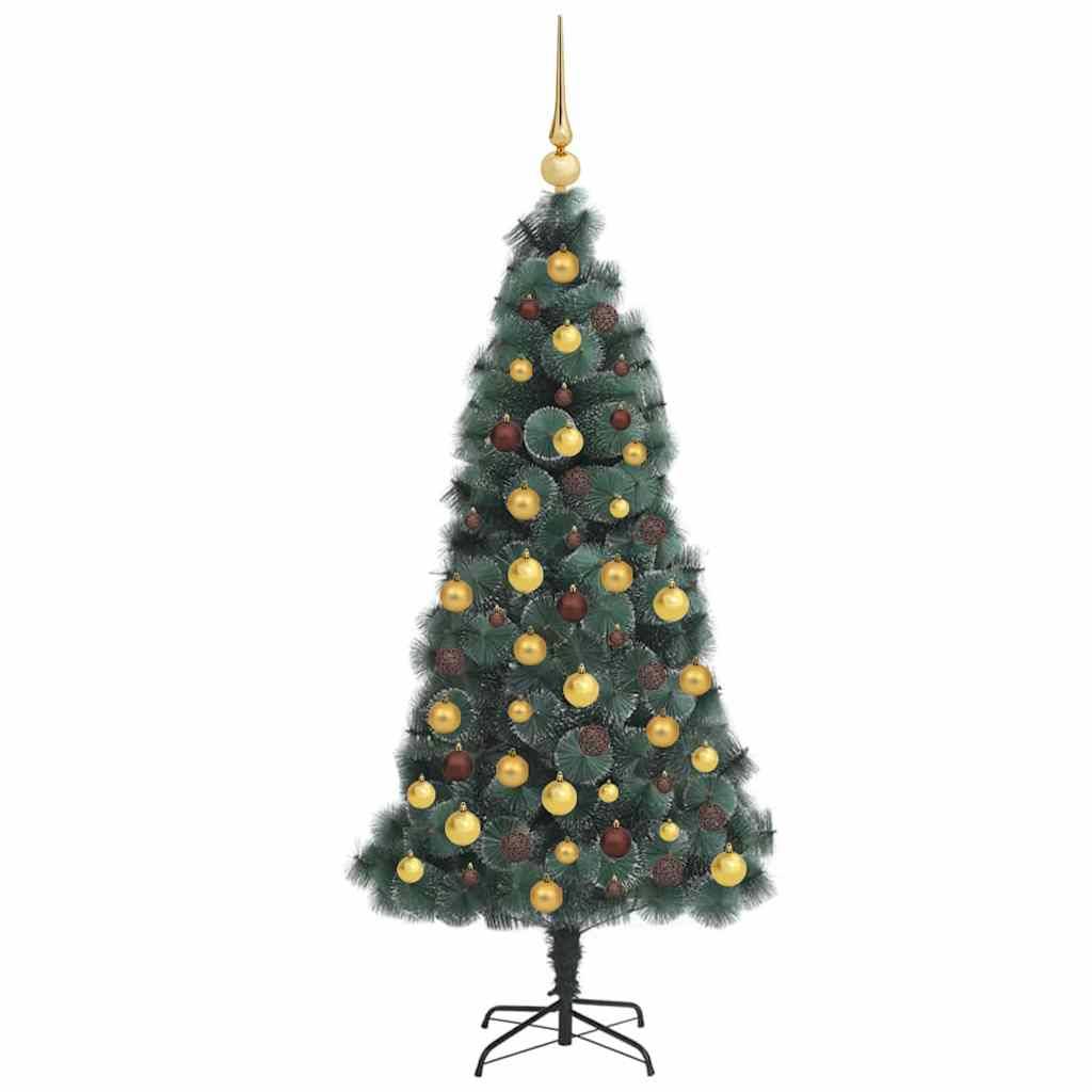 vidaXL Künstlicher vorbeleuchteter Weihnachtsbaum mit Kugel-Set 240 cm
