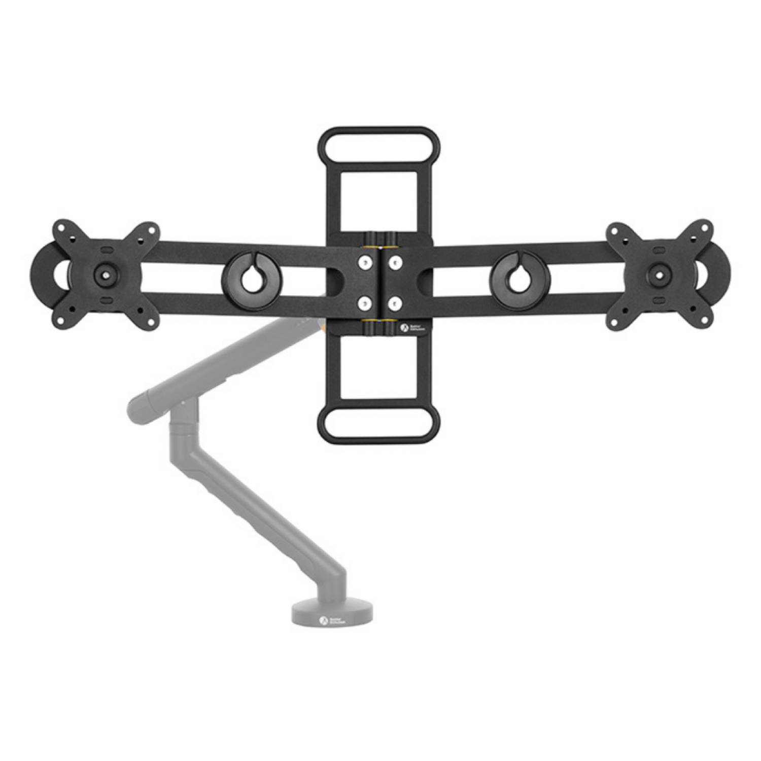 Verstellbare Dual-Monitor-Wandhalterung mit zwei Bildschirmplatten und artikulierendem Arm