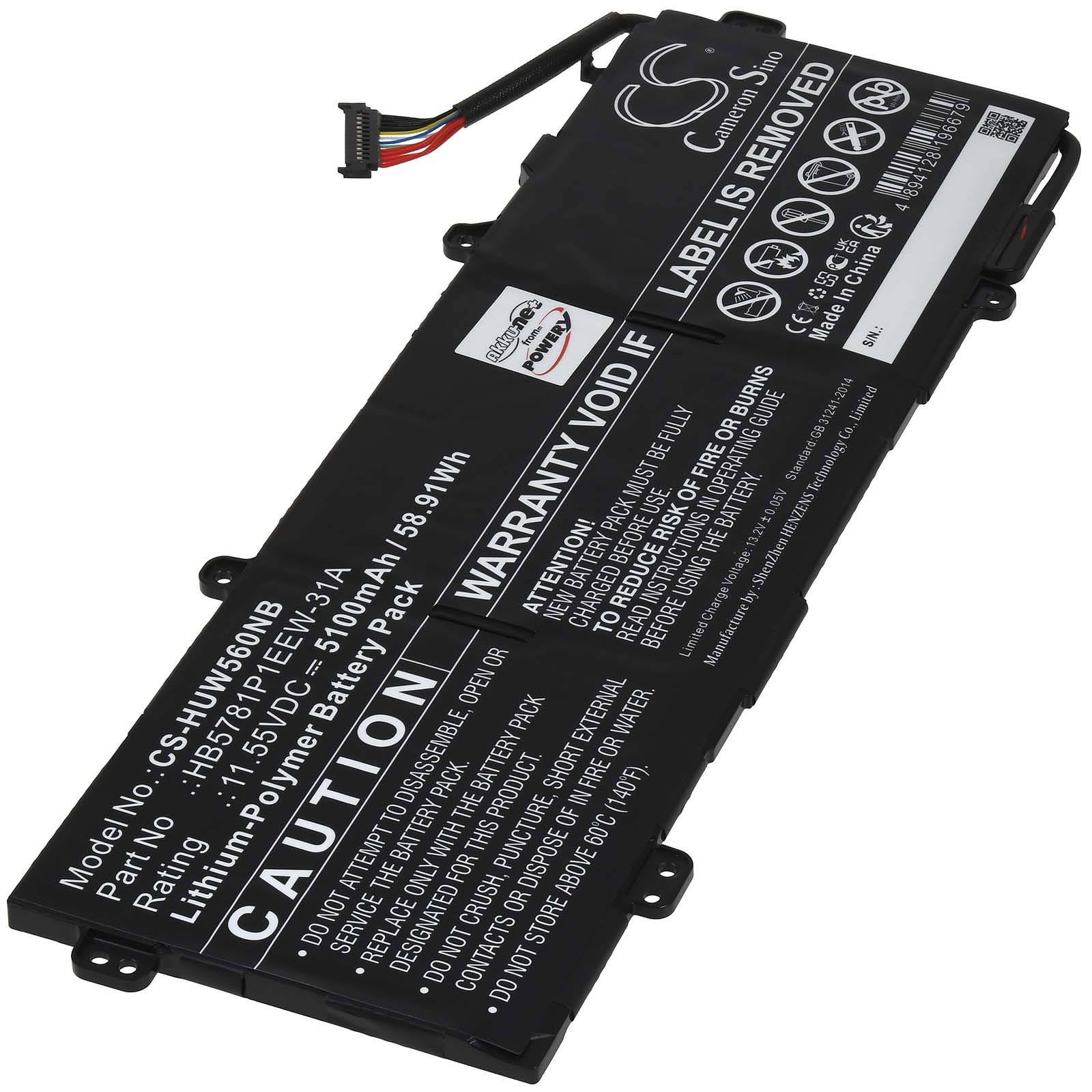 Powery Akku für Huawei MateBook 14S I7-12700 Laptop, 11,55V, Li-Polymer