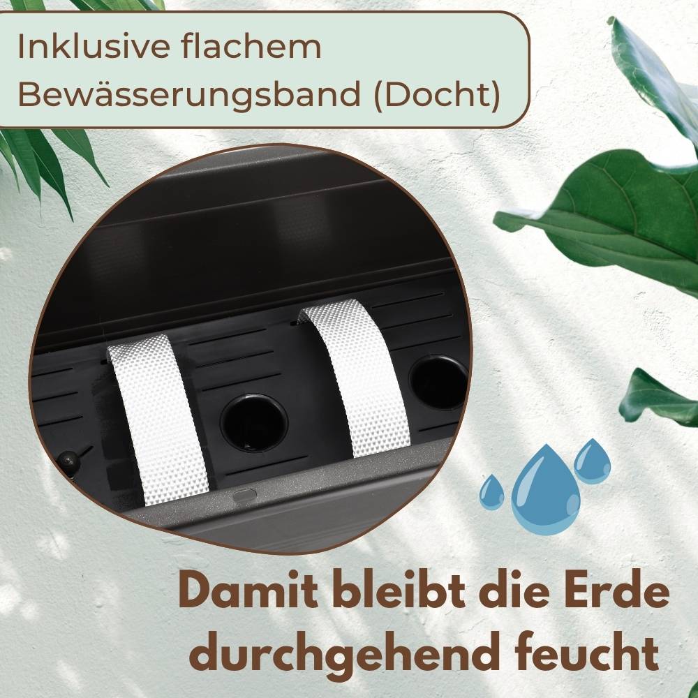 Blumenkasten Balkon 80 cm Balkonkasten mit Halterung Blumenkasten mit Wasserspeicher Fensterbank Außen Balkongeländer Blumenkastenhalterung