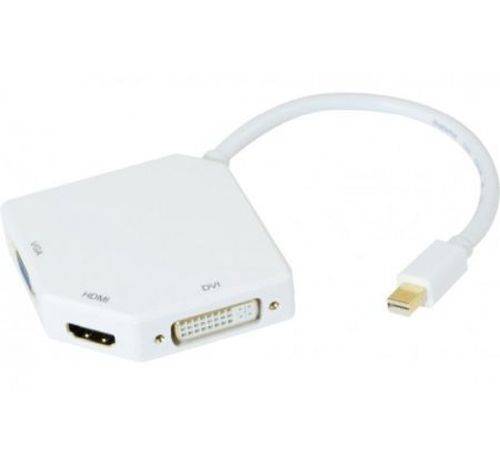 Mini DisplayPort 1.2 zu DVI-I/HDMI/VGA Adapter, DP St. / DVI/VGA/HDMI Bu.