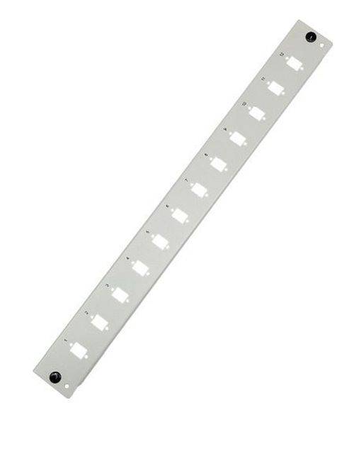 Tecline Frontblende für 19" Spleißbox 1 HE, 12x LC Duplex, SC / E2000 / LSH Simplex, lichtgrau RAL 7